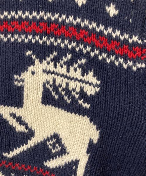 POLO RALPH LAUREN（ポロ・ラルフローレン）POLO RALPH LAUREN (ポロ・ラルフローレン) 総柄ニット ネイビー サイズ:Ｌの古着・服飾アイテム