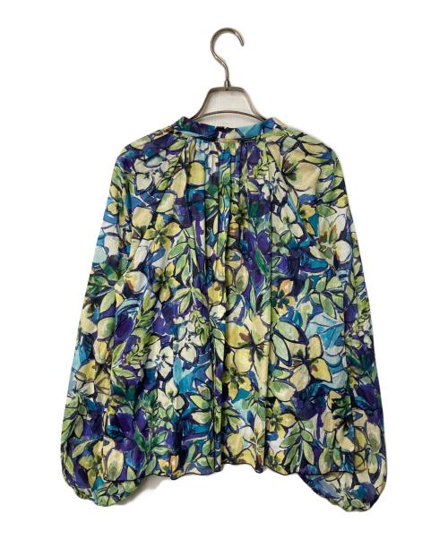 SHIPS（シップス）SHIPS (シップス) DEVEAUX 綿 プリント ブラウス グリーン×ブルー サイズ:Freeの古着・服飾アイテム