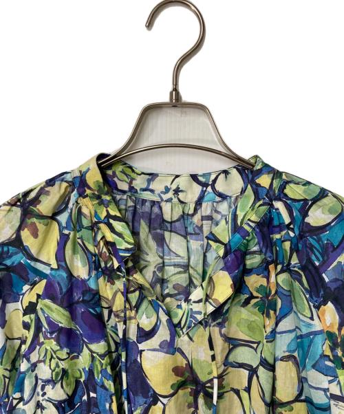 SHIPS（シップス）SHIPS (シップス) DEVEAUX 綿 プリント ブラウス グリーン×ブルー サイズ:Freeの古着・服飾アイテム