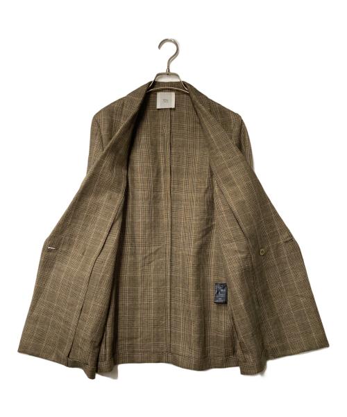 IENA LA BOUCLE（イエナ ラ ブークル）IENA LA BOUCLE (イエナ ラ ブークル) リネンレーヨングレンチェックテーラードジャケット ブラウン サイズ:Freeの古着・服飾アイテム