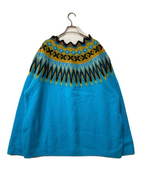 LOEWE（ロエベ）LOEWE (ロエベ) モヘア混ノルディックセーター スカイブルー サイズ:XLの古着・服飾アイテム