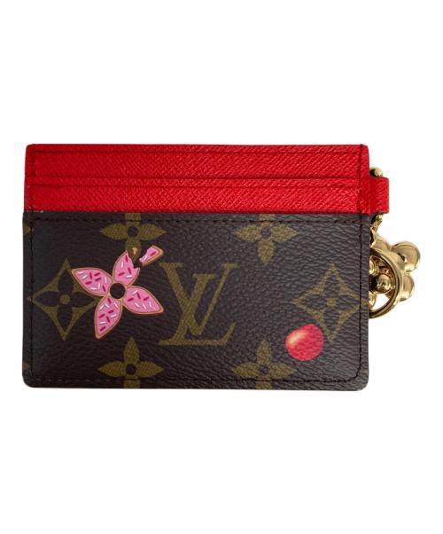 LOUIS VUITTON（ルイ ヴィトン）LOUIS VUITTON (ルイ ヴィトン) ポルトカルト・LVチャーム ブラウン×レッドの古着・服飾アイテム