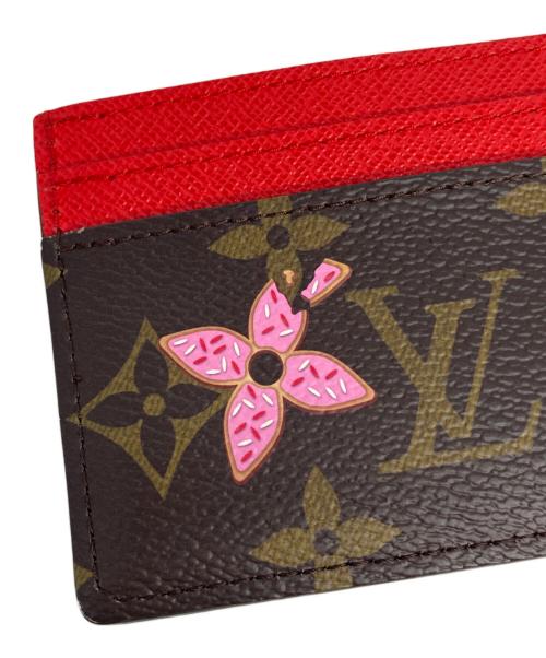 LOUIS VUITTON（ルイ ヴィトン）LOUIS VUITTON (ルイ ヴィトン) ポルトカルト・LVチャーム ブラウン×レッドの古着・服飾アイテム