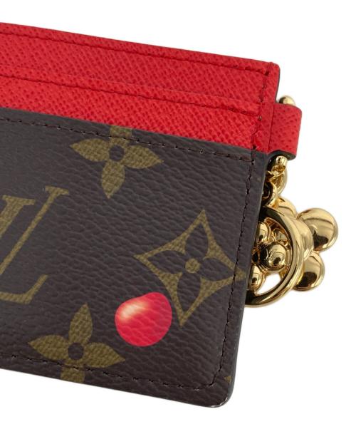 LOUIS VUITTON（ルイ ヴィトン）LOUIS VUITTON (ルイ ヴィトン) ポルトカルト・LVチャーム ブラウン×レッドの古着・服飾アイテム