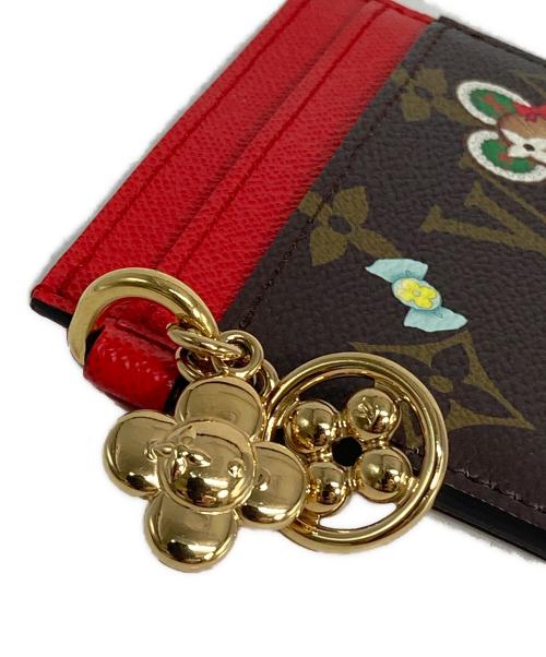 LOUIS VUITTON（ルイ ヴィトン）LOUIS VUITTON (ルイ ヴィトン) ポルトカルト・LVチャーム ブラウン×レッドの古着・服飾アイテム