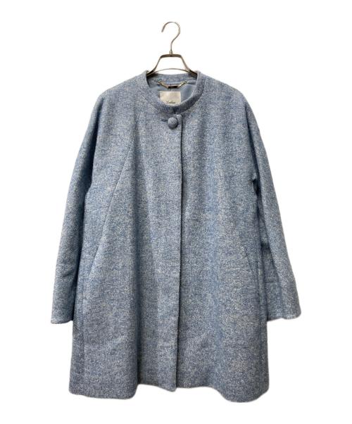 Leilian（レリアン）Leilian (レリアン) ツイード比翼スタンドカラーコート ブルー サイズ:13の古着・服飾アイテム