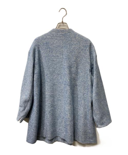 Leilian（レリアン）Leilian (レリアン) ツイード比翼スタンドカラーコート ブルー サイズ:13の古着・服飾アイテム