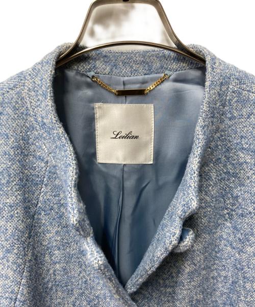 Leilian（レリアン）Leilian (レリアン) ツイード比翼スタンドカラーコート ブルー サイズ:13の古着・服飾アイテム