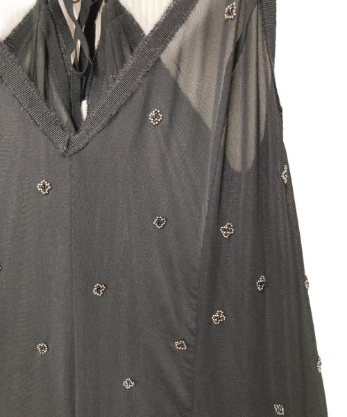 IENA LA BOUCLE（イエナ ラ ブークル）IENA LA BOUCLE (イエナ ラ ブークル) チュールビーズキャミワンピース ブラック サイズ:F 未使用品の古着・服飾アイテム