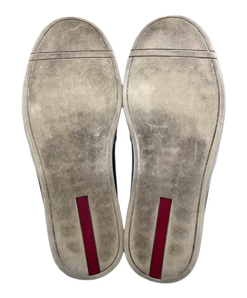PRADA（プラダ）PRADA (プラダ) レザー切替スリッポン グレー×ブラック サイズ:8の古着・服飾アイテム