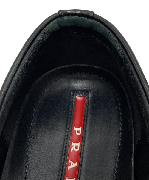 PRADA（プラダ）PRADA (プラダ) レザー切替スリッポン グレー×ブラック サイズ:8の古着・服飾アイテム