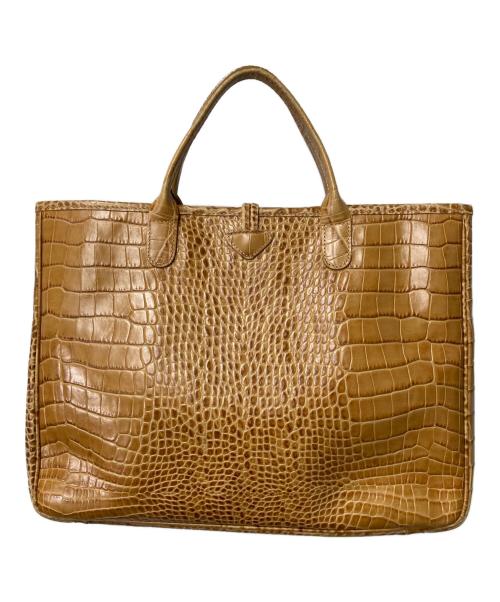 LONGCHAMP（ロンシャン）LONGCHAMP (ロンシャン) レザークロコ調トートバッグ ベージュの古着・服飾アイテム