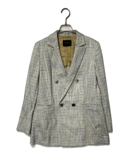 TOMORROW LAND collection（トゥモローランドコレクション）TOMORROW LAND collection (トゥモローランドコレクション) ラメツイード ダブルブレストジャケット ブルー サイズ:38の古着・服飾アイテム