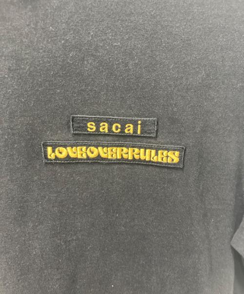 sacai（サカイ）sacai (サカイ) LOVE OVER BLUES コットン バックプリント 半袖Ｔシャツ ブラック サイズ:1の古着・服飾アイテム