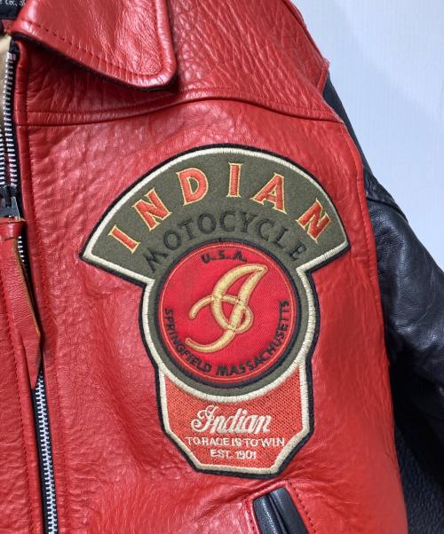 INDIAN MOTORCYCLE（インディアンモーターサイクル）INDIAN MOTORCYCLE (インディアンモーターサイクル) レザージャケット レッド×ブラック サイズ:36の古着・服飾アイテム