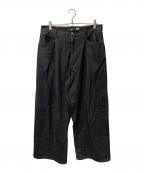 LEVI'Sリーバイス）の古着「ワイドプリーツ CROP ジーンズ」｜ブラック