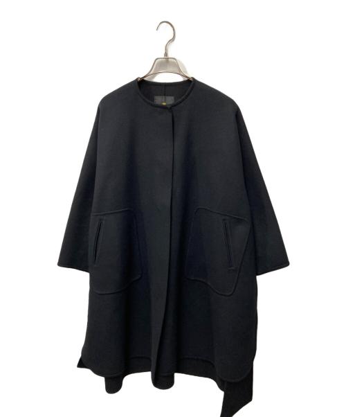 DRAWER（ドゥロワー）Drawer (ドゥロワー) リバーノーカラーコート ブラック サイズ:34の古着・服飾アイテム