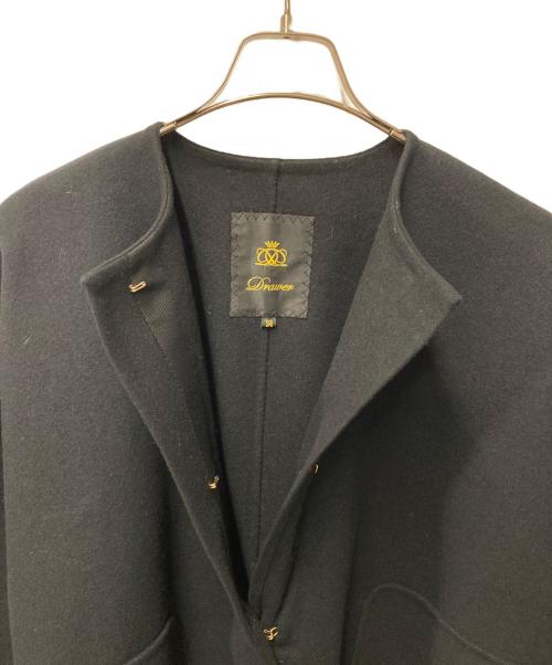 DRAWER（ドゥロワー）Drawer (ドゥロワー) リバーノーカラーコート ブラック サイズ:34の古着・服飾アイテム