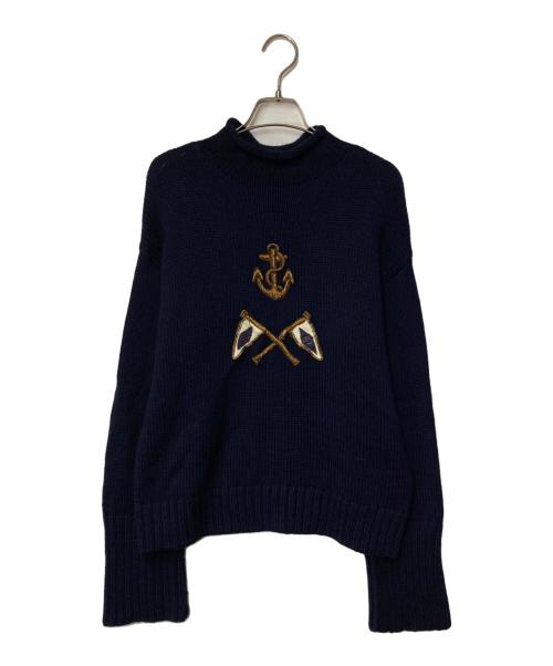 POLO RALPH LAUREN（ポロ・ラルフローレン）POLO RALPH LAUREN (ポロ・ラルフローレン) ハイネックニット ネイビー サイズ:XSの古着・服飾アイテム
