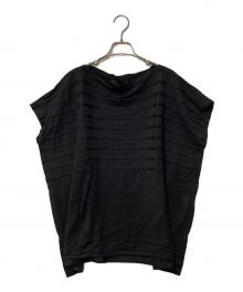 me ISSEY MIYAKE（ミーイッセイ ミヤケ）の古着「ボーダーカットソー」｜ブラック