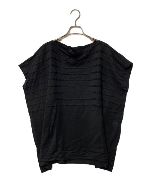 me ISSEY MIYAKE（ミーイッセイ ミヤケ）me ISSEY MIYAKE (ミーイッセイ ミヤケ) ボーダーカットソー ブラック サイズ:Freeの古着・服飾アイテム