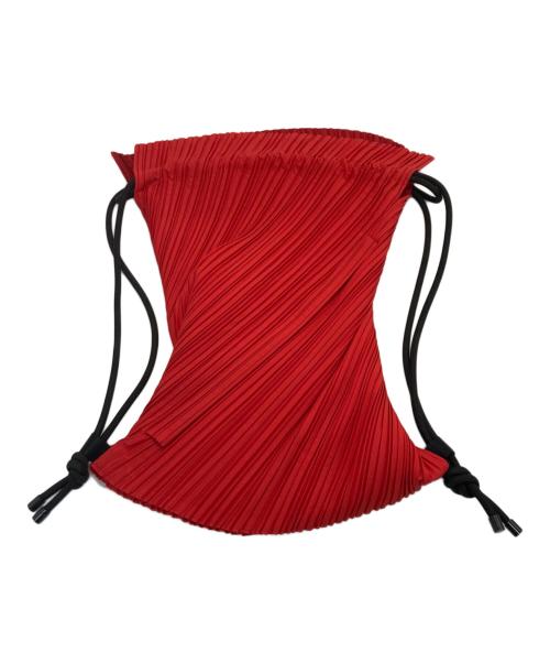 PLEATS PLEASE（プリーツプリーズ）PLEATS PLEASE (プリーツプリーズ) Pleated Drawstring Backpack レッドの古着・服飾アイテム