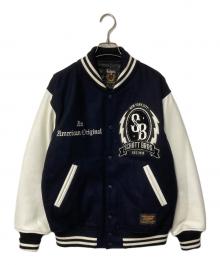 Schott（ショット）の古着「ウールメルトン レザー スタジアムジャケット」｜ネイビー×ホワイト
