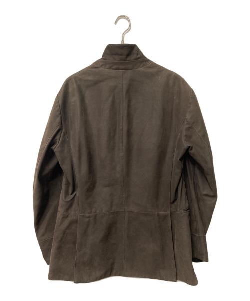 EMPORIO ARMANI（エンポリオ アルマーニ）EMPORIO ARMANI (エンポリオ アルマーニ) カーフレザージャケット ブラウン×ブラック サイズ:52の古着・服飾アイテム
