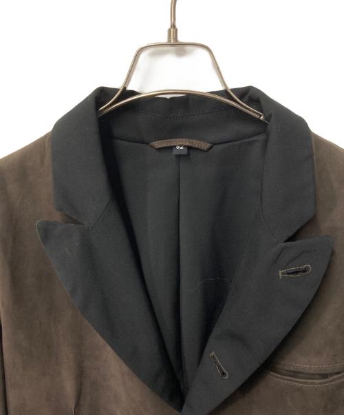 EMPORIO ARMANI（エンポリオ アルマーニ）EMPORIO ARMANI (エンポリオ アルマーニ) カーフレザージャケット ブラウン×ブラック サイズ:52の古着・服飾アイテム