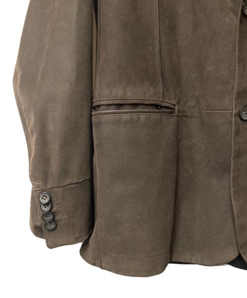 EMPORIO ARMANI（エンポリオ アルマーニ）EMPORIO ARMANI (エンポリオ アルマーニ) カーフレザージャケット ブラウン×ブラック サイズ:52の古着・服飾アイテム