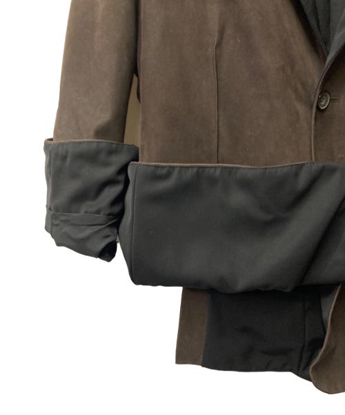 EMPORIO ARMANI（エンポリオ アルマーニ）EMPORIO ARMANI (エンポリオ アルマーニ) カーフレザージャケット ブラウン×ブラック サイズ:52の古着・服飾アイテム