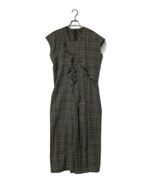 COMME des GARCONS tricot（コムデギャルソントリコ）COMME des GARCONS tricot (コムデギャルソントリコ) ノースリーブフリルワンピース ブラウン サイズ:不明　実寸参照の古着・服飾アイテム
