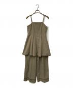 Ameriアメリ）の古着「TWEED PEPLUM CAMI ROMPERS」｜ベージュ
