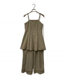 Ameri（アメリ）の古着「TWEED PEPLUM CAMI ROMPERS」｜ベージュ