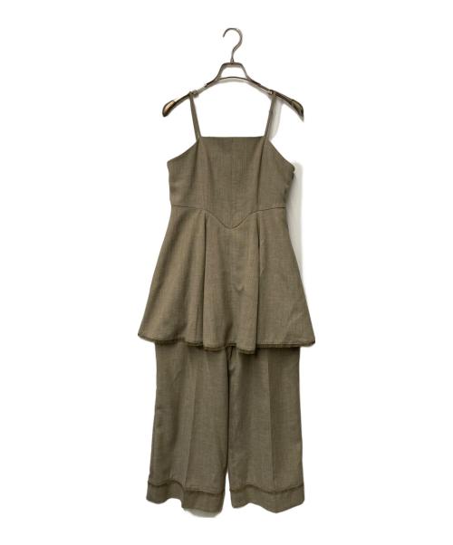 Ameri（アメリ）AMERI (アメリ) TWEED PEPLUM CAMI ROMPERS ベージュ サイズ:Sの古着・服飾アイテム