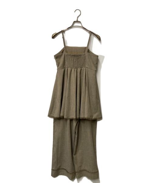 Ameri（アメリ）AMERI (アメリ) TWEED PEPLUM CAMI ROMPERS ベージュ サイズ:Sの古着・服飾アイテム