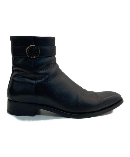 GUCCI（グッチ）GUCCI (グッチ) インターロッキングGレザーブーツ ブラック サイズ:40 1/2の古着・服飾アイテム