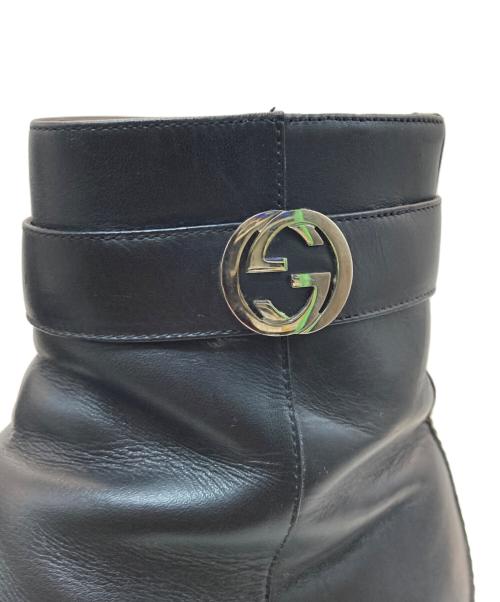 GUCCI（グッチ）GUCCI (グッチ) インターロッキングGレザーブーツ ブラック サイズ:40 1/2の古着・服飾アイテム
