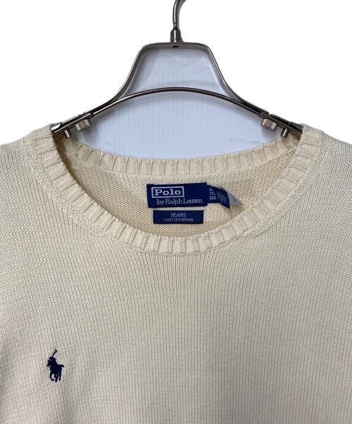 POLO RALPH LAUREN（ポロ・ラルフローレン）POLO RALPH LAUREN (ポロ・ラルフローレン) BEAMS (ビームス) 別注ポニー刺繍ニット アイボリー サイズ:XXLの古着・服飾アイテム