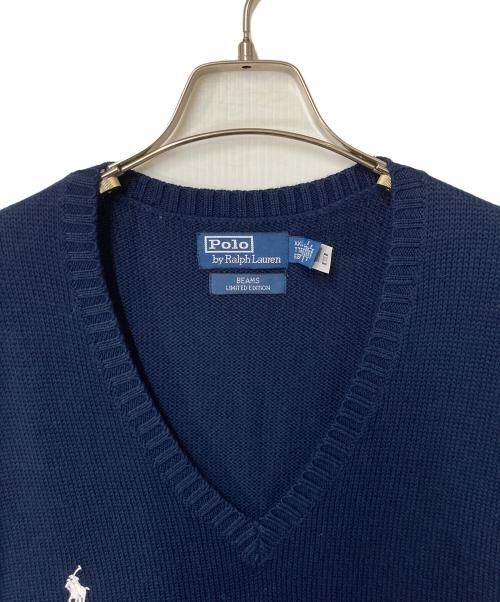 POLO RALPH LAUREN（ポロ・ラルフローレン）POLO RALPH LAUREN (ポロ・ラルフローレン) BEAMS (ビームス) ポニー刺繍ニットベスト ネイビー サイズ:XXLの古着・服飾アイテム