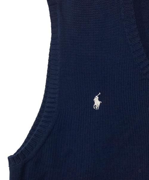 POLO RALPH LAUREN（ポロ・ラルフローレン）POLO RALPH LAUREN (ポロ・ラルフローレン) BEAMS (ビームス) ポニー刺繍ニットベスト ネイビー サイズ:XXLの古着・服飾アイテム