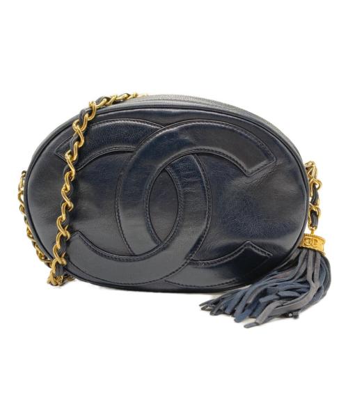 CHANEL（シャネル）CHANEL (シャネル) タッセル付 ココマーク チェーンショルダーバッグ オールドシャネル デカココ  ネイビーの古着・服飾アイテム