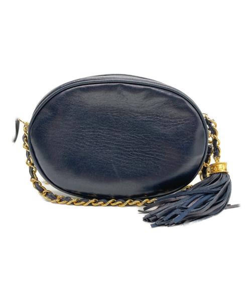 CHANEL（シャネル）CHANEL (シャネル) タッセル付 ココマーク チェーンショルダーバッグ オールドシャネル デカココ  ネイビーの古着・服飾アイテム