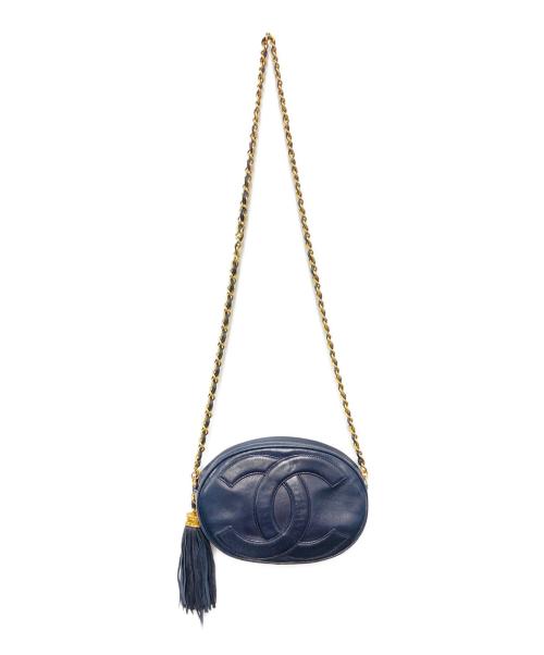 CHANEL（シャネル）CHANEL (シャネル) タッセル付 ココマーク チェーンショルダーバッグ オールドシャネル デカココ  ネイビーの古着・服飾アイテム