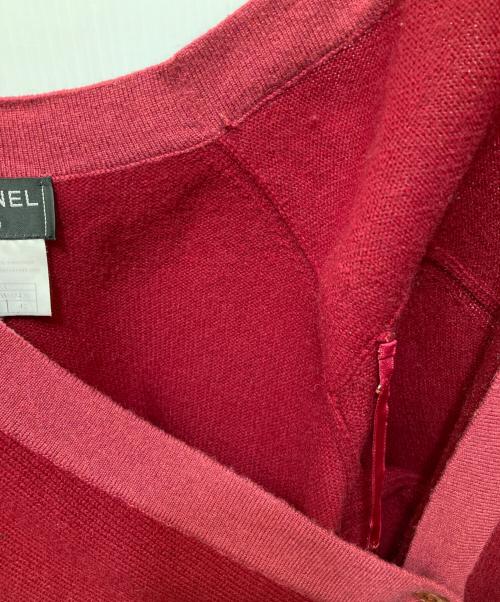 CHANEL（シャネル）CHANEL (シャネル) コントラストトリムカシミアカーディガン レッド サイズ:42の古着・服飾アイテム