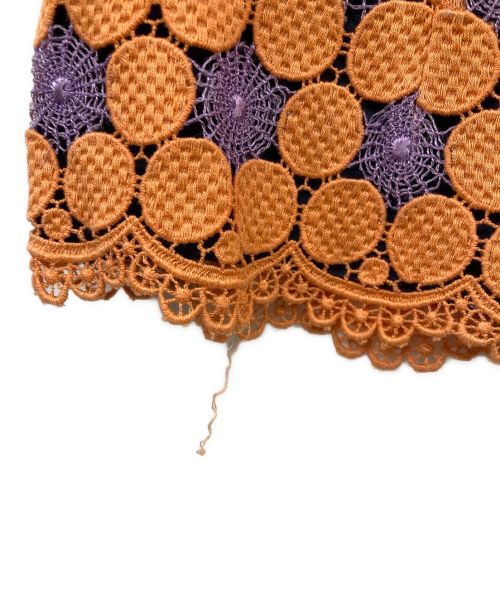 ROBE DE CHAMBRE COMME DES GARCONS（ローブドシャンブル コムデギャルソン）ROBE DE CHAMBRE COMME DES GARCONS (ローブドシャンブル コムデギャルソン) AD2000 レースデザインノースリーブブラウス オレンジ サイズ:Ｓの古着・服飾アイテム