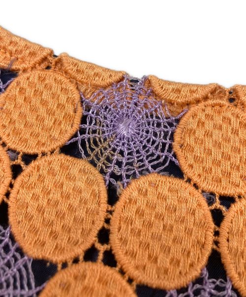 ROBE DE CHAMBRE COMME DES GARCONS（ローブドシャンブル コムデギャルソン）ROBE DE CHAMBRE COMME DES GARCONS (ローブドシャンブル コムデギャルソン) AD2000 レースデザインノースリーブブラウス オレンジ サイズ:Ｓの古着・服飾アイテム