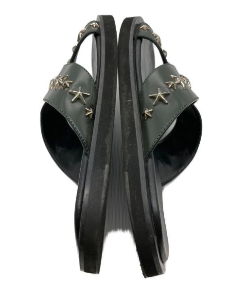 JIMMY CHOO（ジミーチュウ）JIMMY CHOO (ジミーチュウ) クロスストラップスタッズサンダル グリーン サイズ:41の古着・服飾アイテム