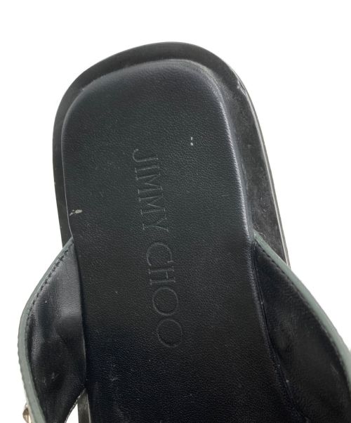 JIMMY CHOO（ジミーチュウ）JIMMY CHOO (ジミーチュウ) クロスストラップスタッズサンダル グリーン サイズ:41の古着・服飾アイテム