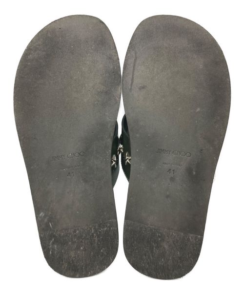 JIMMY CHOO（ジミーチュウ）JIMMY CHOO (ジミーチュウ) クロスストラップスタッズサンダル グリーン サイズ:41の古着・服飾アイテム
